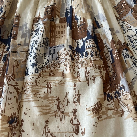 Talbots Woman Petite Cityscape Printed Midi Skirt Size 10 - Picture 4 of 11